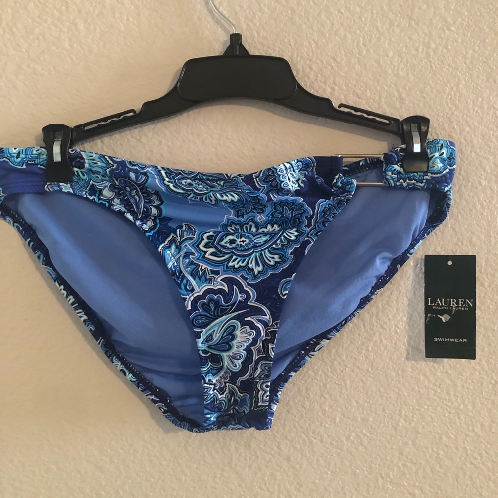 LAUREN RALPH LAUREN Women's Navy Stretch Lined Ring Bikini Swimsuit Bottom 6.